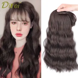 Bangs DIFEI Wigs for Women's Long Water Wave Black Wigs Synthetic Natural Hair Piece With Bang Fringe Top Closures Hairpins