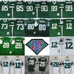 Retro 1989 2004 Football 99 Mark Gastineau Jersey 90 Dennis Byrd 85 Wesley Walker 28 Curtis Martin 80 Wayne Chrebet 12 Joe Namath 73 Joe Klecko 75th Anniversary