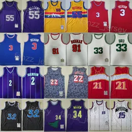 Throwback Kevin Durant baskettröjor Vintage Ray Allen 34 LeBron James 23 Steve Smith 8 Ben Wallace 30 Allen Iverson Chris Paul 3 Patrick Ewing 33 Retro Shirt