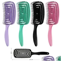 فرش الشعر فروة الرأس MAS كبيرة الانحناء كومز Detnangling Brush Octopus الطبيعية Hollow Arc Combin Comb