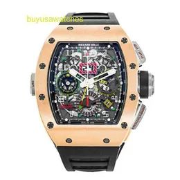 MENS Titta på Womens Watch RM Wrist Watch RM11-02 18K Rose Gold Calendar Time Month Double Time Zone Famous Luxury RM1102