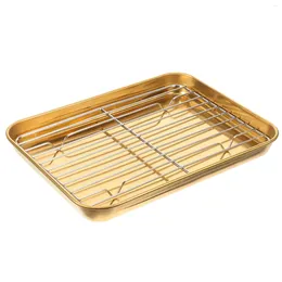 Take Out Containers 1 Set Food Cooling Rack Plate Stainless Steel Fries Drain Serving Dish