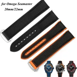 Hausschuhe Uhrengurt für 300 Seamaster 600 Planet Ozean Klappern Silikon Uhrenband Nylon Canvas Accessoires Armbänder