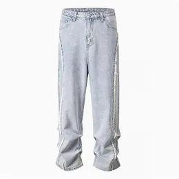 Calça jeans vintage azul masculina e feminina, calça de corrida de melhor qualidade 24ss