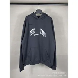 hoodies 23SS Correct Version B Family Letter Graffiti. Toothbrush Embroidered Clothes Made of Old Worn Men's and Women's Hoodies