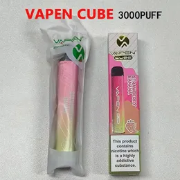 Autentyczny Vapen Mars Cube Vape Puff 3000PUFFS 2% 5% NIC DREATOBABLE VAPE PIN PINE ELEKTRONICZNE ZESTAWY ELEKTRONICZNE PAPIELEJSKIE 8 ml Pojemność 1000 mAh Wstępnie wypełnione pręty Vaporiezer