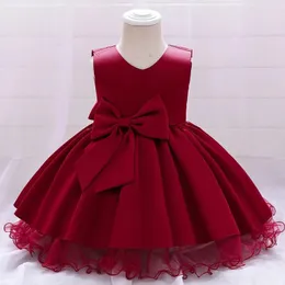 Girl Dresses Big Bow Baby 1 ° compleanno matrimonio Principessa festa Dress per ragazze per ragazze Bridemaid Christmas Prom Costume