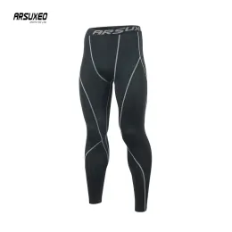 Clothing ARSUXEO Men Sports Tights Running Pants Base Layer Gym Fitness Leggings Workout Active Training Exercise Trousers Quick Dry K3