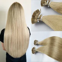 Extensions JENSFN Gerade Haarverlängerungen mit flacher Spitze Remy 100 % Echthaar Keratin-Spitzenhaarverlängerungen für Salon Pre Bonded Hairwigs 50G/Set