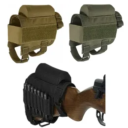 Väskor Justerbar utomhus taktisk rumpa Stock Rifle Cheek Rest Pouch Bullet Holder Nylon Riser Pad ammo Patroner Bag