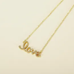 Fashion Niche Design LOVE Letter Necklace Personality Light Luxury Inlaid Zircon Titanium Teel Clavicle Chain