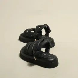 Sandálias Roman Sandals Summer Feminino Black Highend Sense 2022 Novo esportes franceses de fundo de fundo grosso.