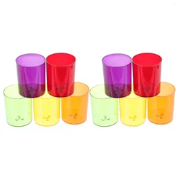 Candle Holders 10 Pcs Colorful Plastic Cups Clear Desk Protector Candlestick Holder Table Votive Hourglass Drip Protectors Container