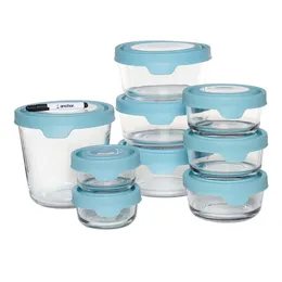 Recipientes de armazenamento de alimentos de vidro transparente Anchor Hocking com tampas Trueseal, conjunto de 19 peças