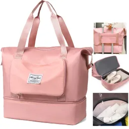 Taschen Klappende Reisebeutel Taschenwaterdes Triebgepäcktaschen für Frauen 2023 Multifunktional Duffle Handtasche Trockene Fitness -Umhängetaschen