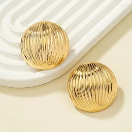 Stud Earrings Fashion Round Metal For Women Gold-plated Shell-shaped Retro Punk Elegent Female Jewelry