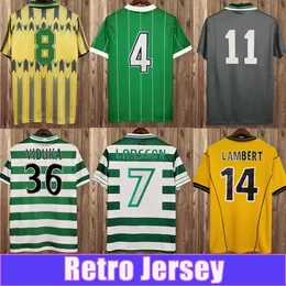 84 86 Lambert Retro Mens Soccer Jerseys Larsson Viduka Moravcik Mjallby Blinker Brattbakk Home Away Short Sleeve 91 92 93 94 95 96 97 98 99 Retro Football Shirt