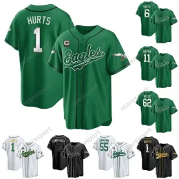 Maglia da baseball personalizzata Kelly Green Jalen Jason Kelce D'Andre Swift AJ Brown DeVonta Smith Darius Slay Jr Dawkins Jason Brian Dawkins Haason Reddick White