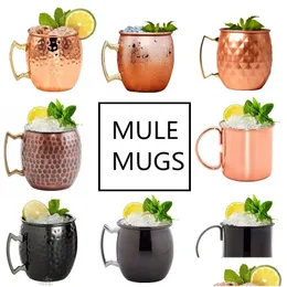 Muggar 1st 550 ml Moskva Me Copper Metal Mug Cup rostfritt stål Öl Weel Wine Coffee Bar Tool 230607 Drop Delivery Home Garden Kitchen Di Dhzig