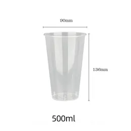 Tazza usa e getta Tazza per uso domestico addensata in plastica all'ingrosso Tazza da ristorazione trasparente Tazza da tè al latte 500 ml