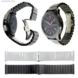 Titta på band 22mm keramiskt band för Samsung Gear S3 Frontier Strap Butterfly Buckle Wristband för Gear S3 Classic Smart Armband Y240321