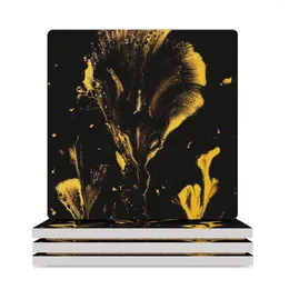 Table Mats Golden Coral Reef Ceramic Coasters (Square) Coffee Decoration And Accessories Cute Cup Kitchen