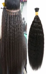 I Tip Prebonded Hair Natural Black Color Remy Virgin Kinky Straight HairExtensions Fluffy HumanHair Bundles 100g9232876