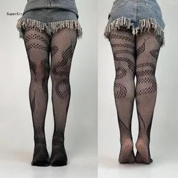 Meias femininas pretas arrastão meia-calça com padrão de cobra meias harajuku malha meias j78e