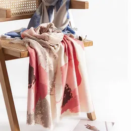 Sciarpa stampata in finto cashmere per donna con un senso esclusivo di scialle termico per piante e fiori, protezione per il collo da pendolarismo alla moda e sciarpa per la prevenzione del freddo