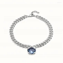 Łańcuchy 2024 Hiszpania Złącz 50 biżuterii luksus elegancji niebieski kryształowy naszyjnik zaawansowany spersonalizowany prezent dla kobiet