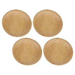 Conjuntos de louça 4 pcs bambu criativo pequeno prato mini mergulhando tigelas molho de soja aperitivos prato servindo pratos condimentos