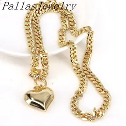 5Pcs Gold Color necklace link chain heart pendant fashion jewelry women accessories 240311