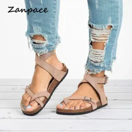 Sandálias 2023 mulheres sandálias planas verão plus size 44 sapatos de praia casual feminino gladiador aberto de dedão do pé feminino mulheres pretas marrom