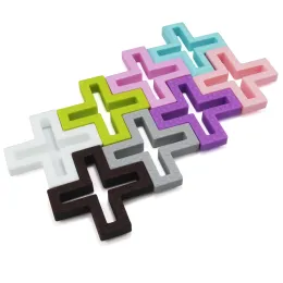 Colares Sutoyuen Silicone Bebê Mordedor Food Grade Cruz Dentição Brinquedos Feitos À Mão DIY Pingente Colar De Enfermagem Beads 5 Pcs