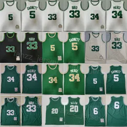 ROZTRACJA KAKUBLA RETRO RAY ALLEN JERSEYS 20 vintage Bill 6 Larry Bird 33 Paul Pierce 34 Kevin Garnett 5 Man Pure Cotton Hafdery i Szykowanie Najwyższej jakości w sprzedaży