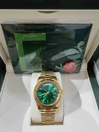 Designer Relógios Limpo com Caixa Original Moda Top Quality Amarelo Ouro Verde Diamante Dial 18038 Mens Automático Mens Watch 78