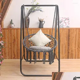 Мебель для спальни Расслабьтесь стильно с нашим подвесным креслом из хлопчатобумажной веревки — идеально подходит для рекламы и детей. Скандинавский домашний гамак-качели Stan Dh3Gl