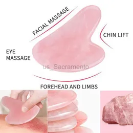 Massageador facial Guasha Pedra Massagem Facial Lift Tool Natural Rose Quartz Sink Raspador Jade Guasha Board Facial Pescoço e Costas Shaping 240321