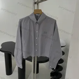 Blusas cortadas para mulheres designer bordado manga comprida camisas femininas blusa camisetas