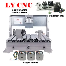 DIY CNC 프레임 3040 3020 5 축 4 축 4 축 스테퍼 모터 및 커플 링 키트가있는 CNC 금속 목재 라우터 밀링 조각 기계