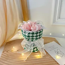 Decorative Flowers Artificial Soap Rose Flower Bunch Mini Eternal Floral Bouquet Teacher's Day Mother's Wedding Party Gift Home Decoration