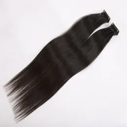Kontakter 5st/Lot 4070cm 6d naturligt svart virgin hårförlängning Mänskligt hår någonsin skönhet