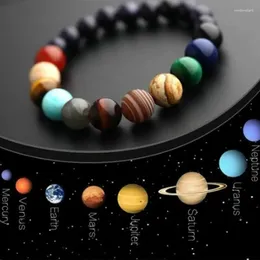 Armreif Universum Sonnensystem Armband Naturstein Acht Planeten Armbänder Für Frauen Männer Fantasie Paar Party Schmuck Geschenke