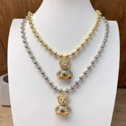 5st Cubic Zircon Bear Pendant Necklace Charm för kvinnor Söta fina stilpärlor Fina smycken Gift Girl 240311