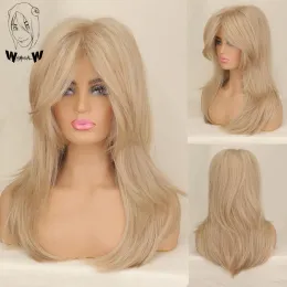 Perücken WHIMSICAL W Synthetische lange vorsichtige Haare Ombre Blonde Perücke für schwarze Frauen mit Pony Haar Cosplay hitzebeständige Perücken