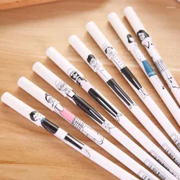 PCS Creative Cartoon Cartoon Flateged Hand Leftion Als Set Student Black Ink Pen Gift 0.38mm Tools