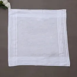 12Pcs/Set 40x40cm Men Women Cotton Handkerchiefs Pure White Classic Hankies Jacquard Striped Pocket Square Towel DIY Painting 240315