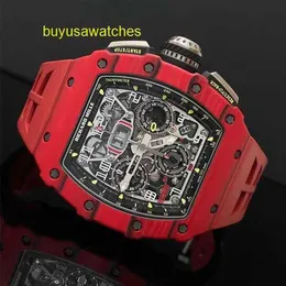 ساعة ميكانيكية أوتوماتيكية RM Wristwatch RM11-03 سلسلة الساعات الميكانيكية الأوتوماتيكية RM11-03 Red NTPT Limited Edition Tourbillon بالكامل مجوفة الكرونوغراف الفردية