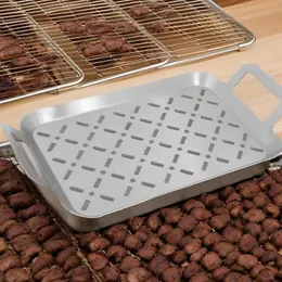 Ferramentas de cozimento aço inoxidável grill topper cesta vegetal panelas ao ar livre bandeja churrasco grelhar pan para legumes frutos do mar