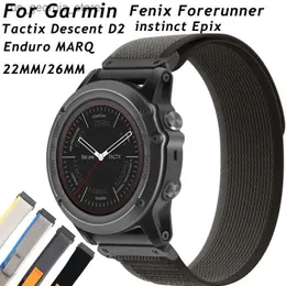 Garmin Fenix 7x 7 6 6x Pro Fenix 5 5x Plus 3 3HR Forerunner 935 945 EPIXクイックリリースバンドベルトY240321の22mm 26mmナイロンストラップを見る